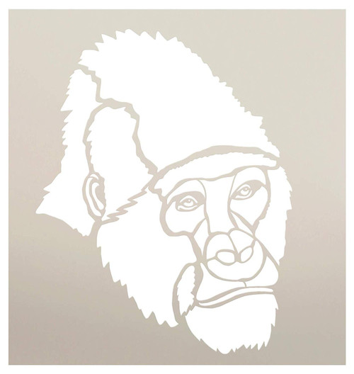 Gorilla Portrait Stencil by StudioR12 | Zoo Animals | Family School Nursery Home Decor | DIY Creativity Fun Kids Gift Craft Educational Play Room | Reusable Mylar Template Paint Wood Sign