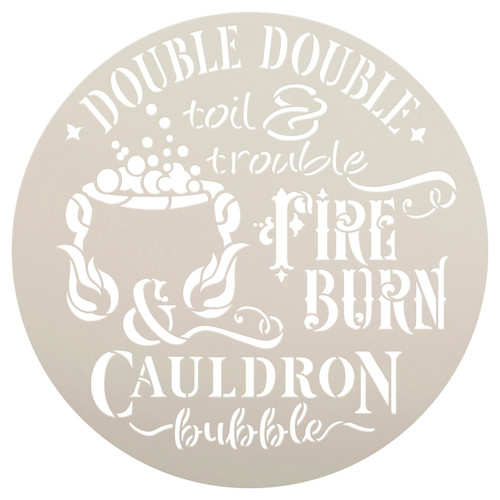 Double Toil & Trouble Stencil with Cauldron Bubble by StudioR12 | DIY Halloween Witch Quote Home Decor | Craft & Paint | Select Size