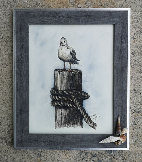 Seagull On Post - Pen & Ink - E-Packet - Wendy Fahey