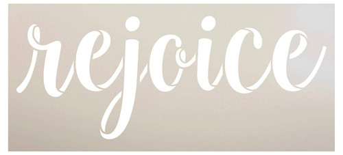 Rejoice Stencil by StudioR12 - Cursive Script | Reusable Mylar Template Paint Wood Sign | Craft Christmas Word Art Gift | DIY Rustic Seasonal Holiday Home Decor | Select Size
