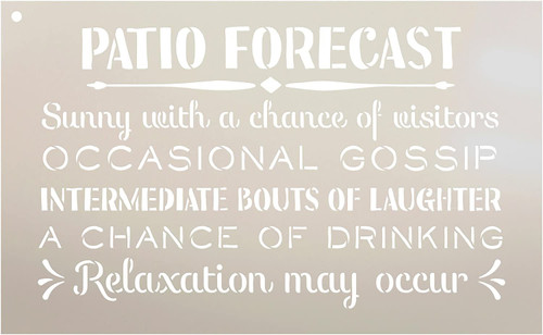 Patio Forecast - Sunny with a Chance of Visitors Stencil by StudioR12 | Reusable Mylar Template | Use to Paint Wood Signs - Front Door - Entry - Porch - DIY Summer Decor - Select Size