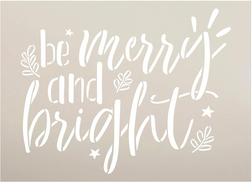 Be Merry & Bright Stencil by StudioR12 | Craft DIY Christmas Holiday Home Decor | Paint Wood Sign | Reusable Mylar Template | Winter Season Mistletoe Gift | Select Size