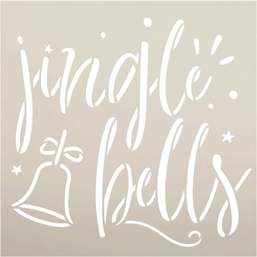 Jingle Bells Stencil by StudioR12 | DIY Christmas Holiday Home Decor | Craft & Paint Wood Sign | Reusable Mylar Template | Star Winter Cursive Script Gift | Select Size