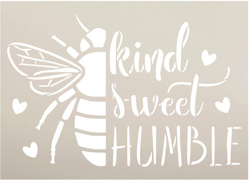 BEE Kind - Sweet - Humble Stencil by StudioR12 | DIY Bumblebee Home Decor | Craft & Paint Wood Sign | Reusable Mylar Template | Sweet Cursive Script Heart Gift Select Size