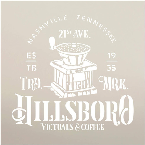 Hillsboro Victual & Coffee Stencil by StudioR12 | DIY Vintage Nashville Tennessee Home Decor | Craft & Paint Wood Sign | Reusable Mylar Template | Rustic South Gift Select Size