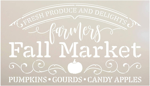 Farmers Fall Market Stencil by StudioR12 | DIY Autumn Farmhouse Home Decor | Craft & Paint Wood Sign Reusable Mylar Template | Pumpkin Apple Cursive Script Gift Select Size