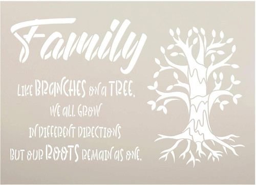 Family Like Branches on a Tree Stencil by StudioR12 | DIY Love & Growth Home Decor | Craft & Paint Wood Sign Reusable Mylar Template | Cursive Script Hope Gift Select Size