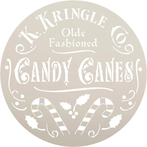 Kringle Candy Cane Co. Stencil by StudioR12 | DIY Old Fashion Christmas Holiday Home Decor | Craft & Paint Wood Sign | Round Reusable Mylar Template | Holly Santa Claus | Select Size