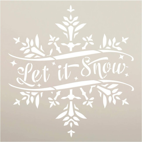 Let it Snow Stencil by StudioR12 | DIY Big Flake Christmas Holiday Home Decor | Craft & Paint Wood Sign | Reusable Mylar Template | Winter Song Cursive Script Gift Select Size