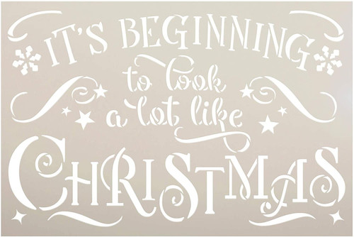 Beginning to Look Like Christmas Stencil by StudioR12 | DIY Holiday Song Home Decor | Craft & Paint Wood Sign Reusable Mylar Template Snowflake Cursive Script Gift Select Size