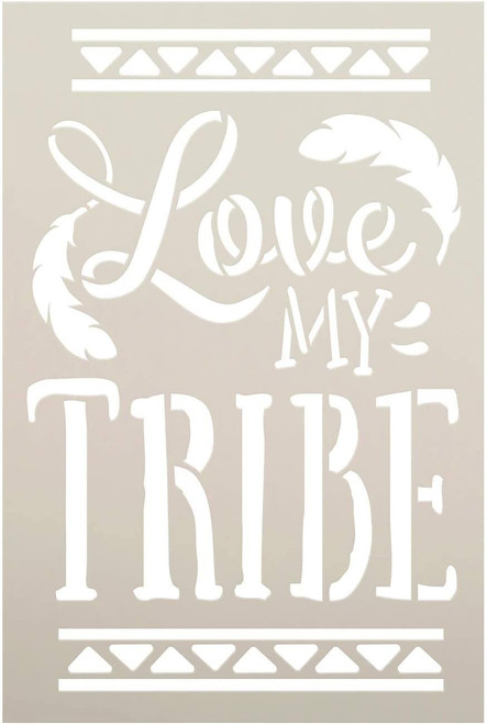 Love My Tribe Stencil by StudioR12 | DIY Boho Feather Home Decor | Craft & Paint Wood Sign Reusable Mylar Template | Bohemian Tribal Gift Select Size