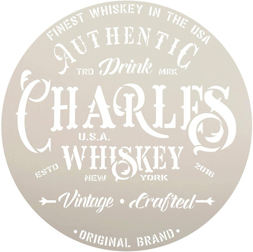 Authentic Charles Whiskey Stencil by StudioR12 | DIY Victorian Liquor Home Decor Gift | Craft & Paint Wood Sign | Reusable Mylar Template Select Size