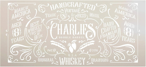 Handcrafted Vintage Whiskey Stencil by StudioR12 | DIY Victorian Liquor Home Decor Gift | Craft Paint Wood Sign Reusable Mylar Template | Select Size