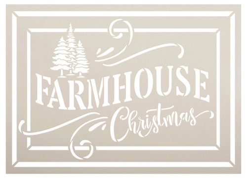 Farmhouse Christmas Stencil by StudioR12 | DIY Rustic Winter Holiday Tree Home Decor | Craft & Paint Wood Sign | Reusable Mylar Template | Select Size