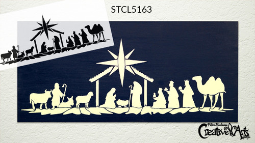 Nativity Christmas Scene Stencil by StudioR12 | DIY Bethlehem Wise Men Home Decor Gift | Craft & Paint Wood Sign Reusable Mylar Template | Select Size