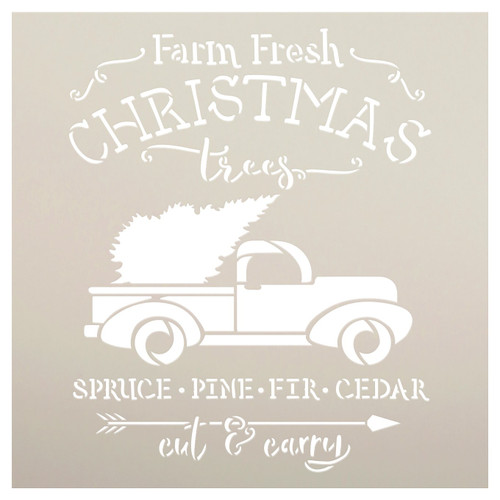 Farm Fresh Christmas Tree Cut & Carry Stencil by StudioR12 | DIY Home Decor Gift | Craft & Paint Wood Sign | Reusable Mylar Template | Select Size