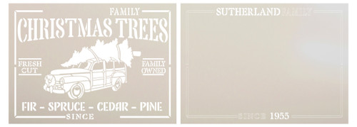 Family Christmas Trees Personalized 2-Part Stencil by StudioR12 | DIY Home Decor | Craft & Paint Wood Sign | Reusable Mylar Template | 18 x 13 INCHES