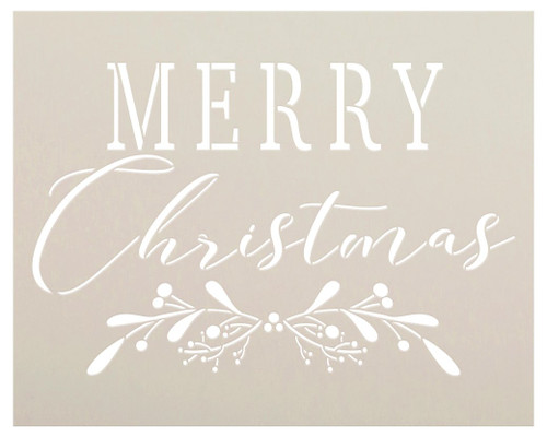 Merry Christmas Stencil by StudioR12 | DIY Cursive Script Mistletoe Home Decor Gift | Craft & Paint Wood Sign | Reusable Mylar Template | Select Size
