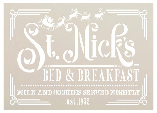 St Nick Bed & Breakfast Stencil by StudioR12 | DIY Christmas Holiday Santa Home Decor | Craft Paint Wood Sign | Reusable Mylar Template | Select Size