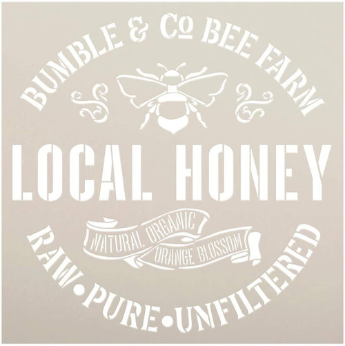 Bumble & Co Local Honey Stencil with Bee by StudioR12 | DIY Rustic Farm Home Decor | Craft & Paint Farmhouse Wood Signs | Select Size