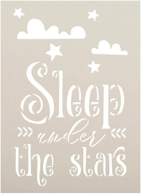 Sleep Under The Stars Stencil by StudioR12 | DIY Camp & Adventure Home Decor | Craft & Paint Wood Signs for Bedroom | Select Size