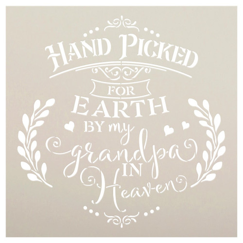 Hand Picked by My Grandpa in Heaven Stencil with Hearts by StudioR12 | DIY Script Faith Nursery Decor | Paint Wood Signs | Select Size