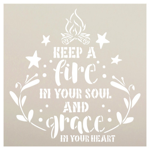 Fire in Your Soul Grace in Your Heart Stencil by StudioR12 | DIY Faith Home Decor | Craft & Paint Inspirational Wood Sign | Select Size