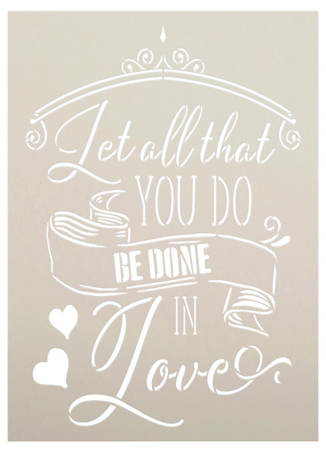 Let All That You Do Be Done in Love Stencil by StudioR12 | DIY Faith Script Word Art Home Decor | Paint Wood Signs | Select Size