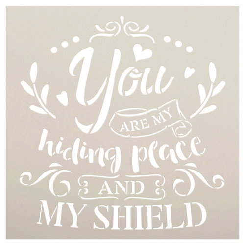 You are My Hiding Place and My Shield Stencil by StudioR12 | DIY Faith Word Art Home Decor | Craft & Paint Wood Signs | Select Size