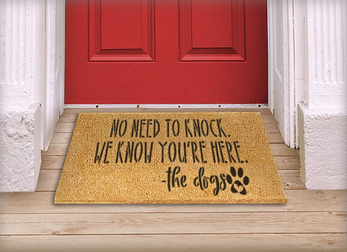 No Need to Knock Stencil by StudioR12 | The Dogs Know You're Here | DIY Doormat | Craft & Paint Pet Lover Home Decor | Select Size