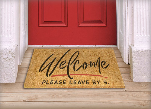 Welcome Please Leave by 9 Stencil by StudioR12 | DIY Farmhouse Doormat | Craft & Paint Funny Script Word Art Home Decor | Select Size