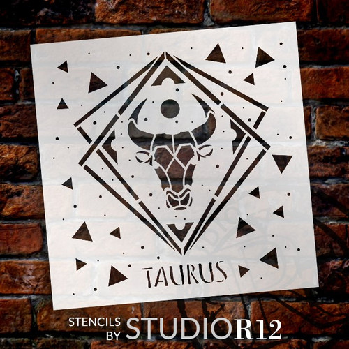 Taurus Zodiac Stencil by StudioR12 | DIY Star Sign Celestial Bedroom & Home Decor | Craft & Paint Astrological Wood Signs | Select Size