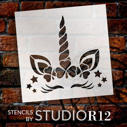 Girl Leprechaun Unicorn Stencil with Shamrocks by StudioR12 | DIY St. Patrick's Day Home Decor | Paint Fun Wood Signs | Select Size