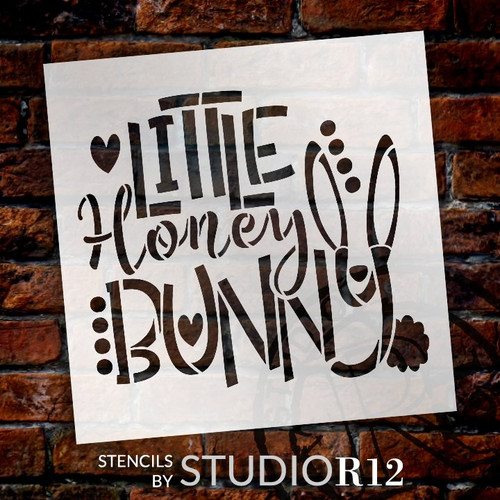 Little Honey Bunny Stencil by StudioR12 | DIY Farmhouse Spring Home Decor | Fun Easter Word Art | Craft & Paint Wood Sign | Select Size