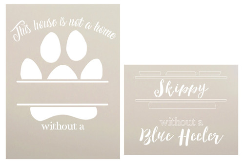 Personalized House is Not A Home 2-Part Stencil with Paw Print by StudioR12 | Custom Pet Name & Dog Breed | DIY Home Decor | Size