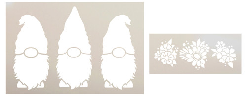 Spring Gnomes 2 Part Stencil Set with Flowers by StudioR12 | DIY Floral Farmhouse Home Decor | Craft & Paint Wood Signs | Select Size