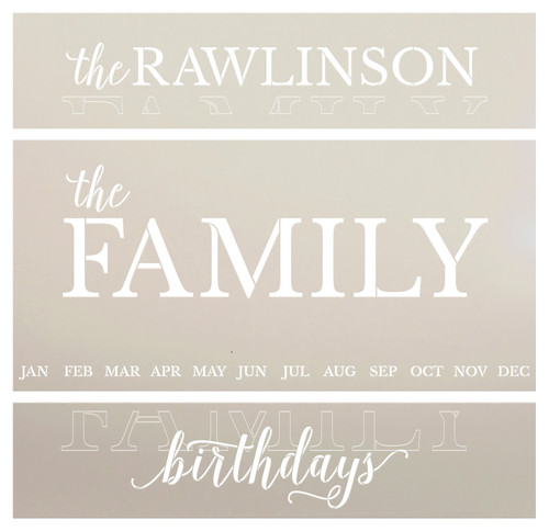 Personalized Family Birthday Calendar Stencil by StudioR12 | Custom Last Name | DIY Farmhouse Home Decor | Craft & Paint Wood Signs | Size (27 x 13 inch)