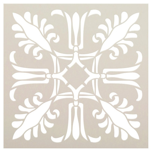 Palmette Flower Cross Pattern Stencil by StudioR12 | Craft DIY Greek Backsplash Home Decor | Paint Wood Sign | Reusable Mylar Template | Select Size