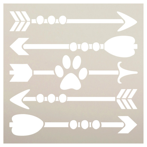 Pawprint Arrows Stencil by StudioR12 | Craft DIY Cat & Dog Lover Home Decor | Paint Pet Parent Wood Sign | Reusable Mylar Template | Select Size