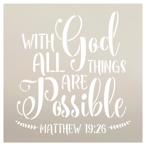 With God All Things Possible Stencil by StudioR12 | Matthew 19:26 | Craft DIY Bible Verse Home Decor | Paint Wood Sign Reusable Template | Select Size