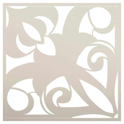 Damask Flower Tile Stencil by StudioR12 | DIY Kitchen Wall Backsplash | Reusable Quarter Pattern & Bathroom Floor | Select Size