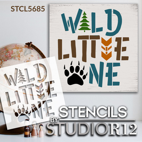 Wild Little One Stencil by StudioR12 | Craft DIY Kid's Room Home Decor | Paint Wood Sign | Reusable Mylar Template | Select Size