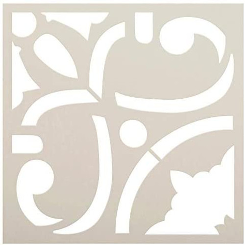 Flower Ornament Tile Stencil by StudioR12 | Reusable Quarter Pattern for Bathroom Floor | DIY Kitchen Wall Backsplash | Select Size