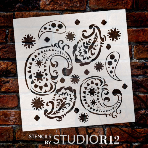 Star & Swirl Paisley Stencil by StudioR12 | Craft DIY Backsplash Home Decor | Paint Pattern Wood Sign | Reusable Mylar Template | Select Size