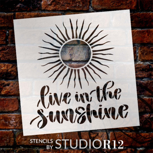 Live in The Sunshine Stencil by StudioR12 | Craft DIY Boho Home Decor | Paint Inspirational Wood Sign | Reusable Mylar Template | Select Size