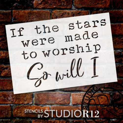 Stars were Made to Worship Stencil by StudioR12 | Craft DIY Inspirational Home Decor | Paint Wood Sign | Reusable Mylar Template | Select Size