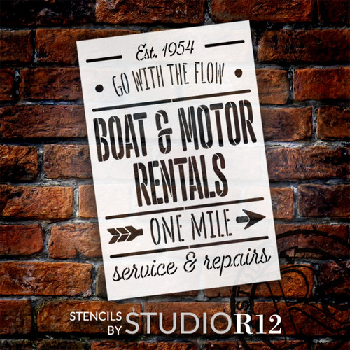 Boat & Motor Rentals Stencil by StudioR12 | Craft DIY Summer Home Decor | Paint Outdoors Wood Sign | Reusable Template | Select Size