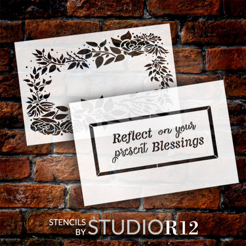Reflect on Your Present Blessings 2 Part Stencil by StudioR12 | Craft DIY Inspiration Home Decor | Paint Wood Sign | Reusable Template | Select Size