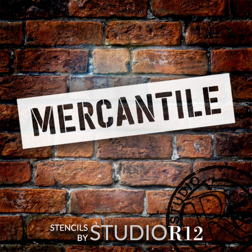 Mercantile Word Art Stencil by StudioR12 - Select Size - USA Made - Craft DIY Jumbo Primitive Farmhouse Kitchen Decor | Paint Rustic Pantry Wood Sign