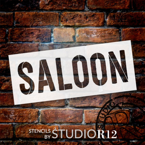 Vintage Saloon Word Art Stencil by StudioR12 - Select Size - USA Made - Craft DIY Rustic Farmhouse Home Bar Decor | Paint Primitive Oversize Wood Sign